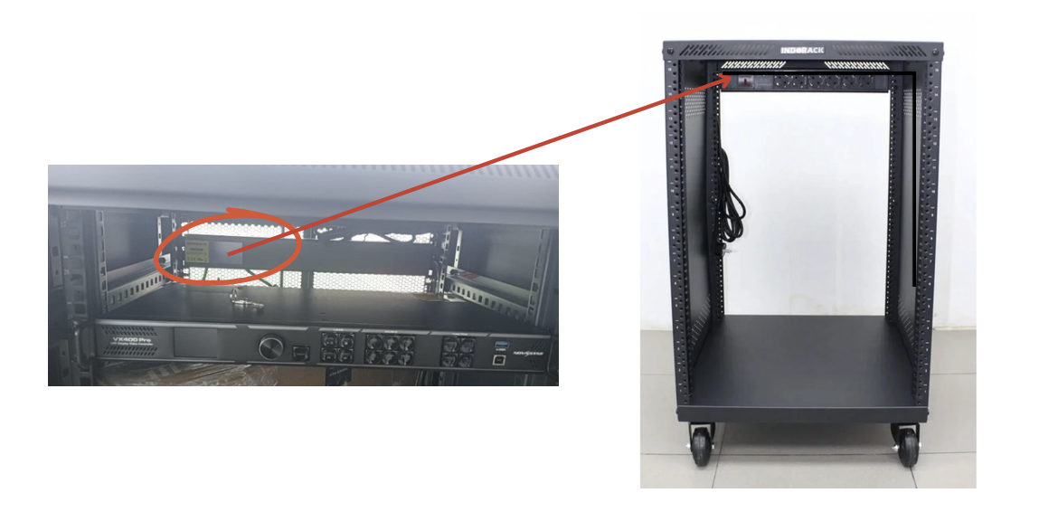 Rack panel with the NETVIEL converter and video processor
